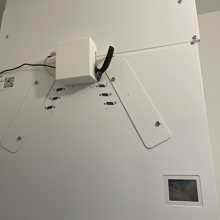 Final install location, on the outside of the HRV unit