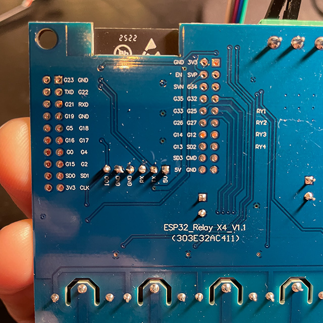 Back of the board, showing clear labels