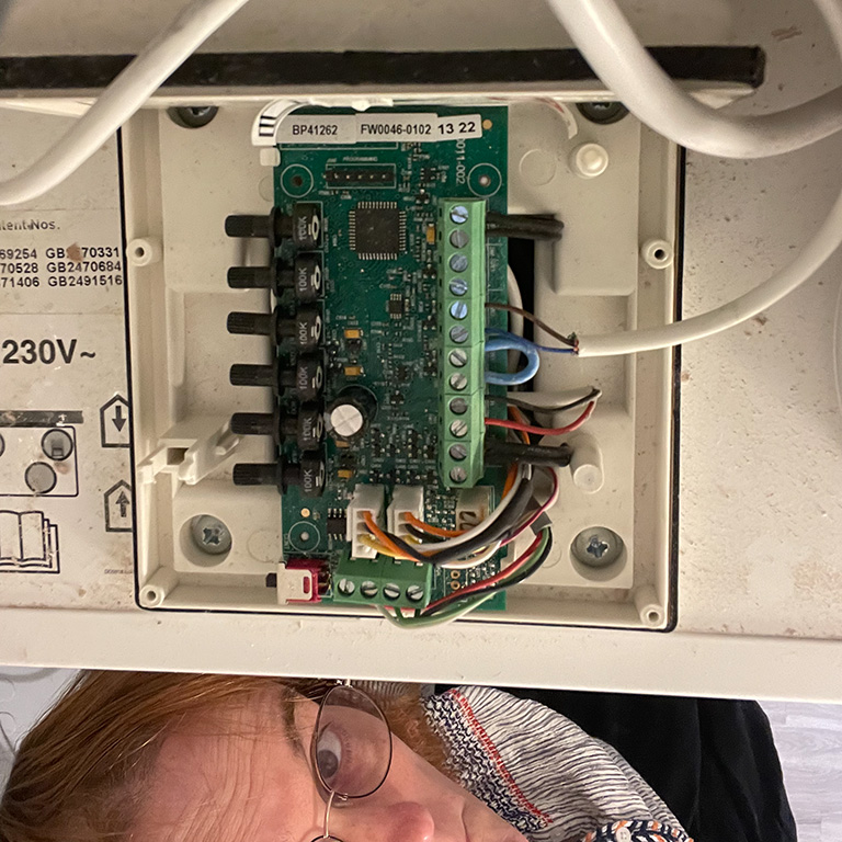 The electronics compartment, on top of the HRV unit